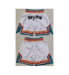 Men's San Antonio Spurs White Shorts (Run Smaller)