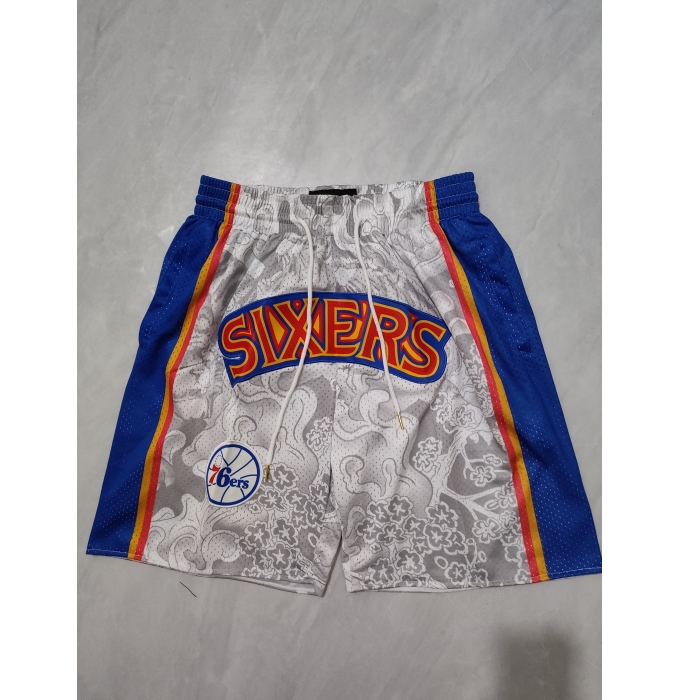 Men's Philadelphia 76ers White Blue Shorts