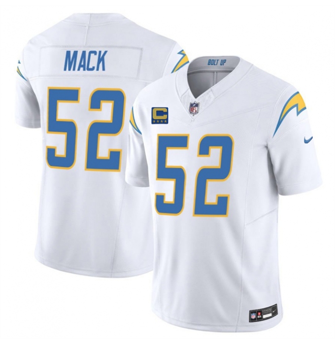 Men's Los Angeles Chargers #52 Khalil Mack White 2025 F.U.S.E With 4-Star C Vapor Limited Stitched Football Jersey