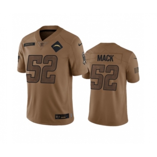 Men's Nike Los Angeles Chargers #52 Khalil Mack 2023 Brown Salute To Service Limited Football Stitched Jersey Men's Nike Los Angeles Chargers #52 Khalil Mack 2023 Brown Salute To Service Limited Football Stitched Jersey