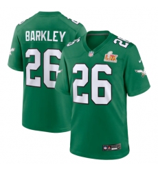 Men's Philadelphia Eagles #26 Saquon Barkley Nike Kelly Green Super Bowl LIX 2nd Alternate Game Jersey