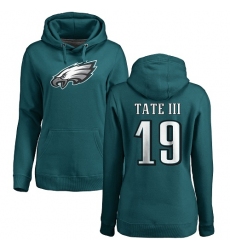 Women's Nike Philadelphia Eagles #19 Golden Tate III Green Name & Number Logo Pullover Hoodie