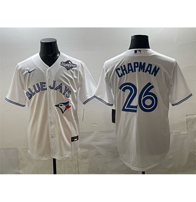 Men's Toronto Blue Jays #26 Matt Chapman White 2025 World Series Home Cool Base Stitched Jersey