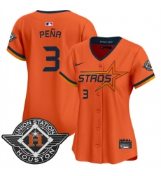 Women's Houston Astros #3 Jeremy Pena Orange 2025 City Connect Limited Stitched Baseball Jersey(Run Small)