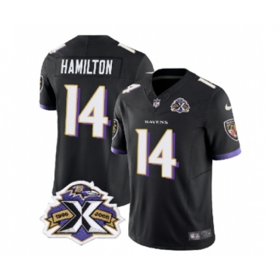 Men's Nike Baltimore Ravens #14 Kyle Hamilton Black 2023 F.U.S.E Throwback Vapor Limited Stitched Jersey Men's Nike Baltimore Ravens #14 Kyle Hamilton Black 2023 F.U.S.E Throwback Vapor Limited Stitched Jersey