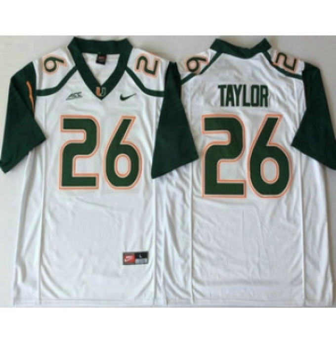 Men's Miami Hurricanes #26 Sean Taylor White Stitched NCAA Nike College Football Jersey