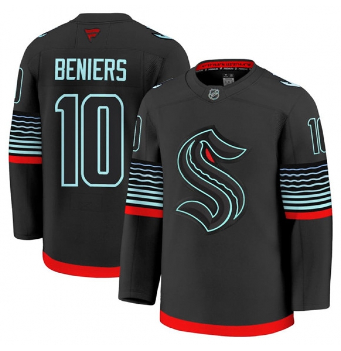 Men's Seattle Kraken #10 Matty Beniers Black Alternate Stitched Hockey Jersey