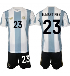 Men's Argentina #23 Emiliano Martínez White Blue 2024-25 50th Anniversary Home Soccer Jersey Suit