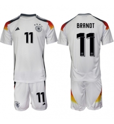 Men's Germany #11 Julian Brandt White 2024-25 Home Soccer Jersey Suit