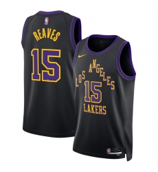 Men's Los Angeles Lakers #15 Austin Reaves Black 2025-26 City Edition Stitched Basketball Jersey
