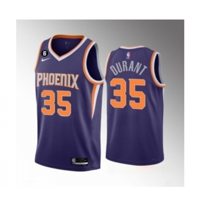 Men's Phoenix Suns #35 Kevin Durant Purple Icon Edition With NO.6 Patch Stitched Basketball Jersey
