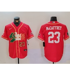 Men's San Francisco 49ers #23 Christian McCaffrey Red With Cool Base Stitched Baseball Jerseys Men's San Francisco 49ers #23 Christian McCaffrey Red With Cool Base Stitched Baseball Jerseys