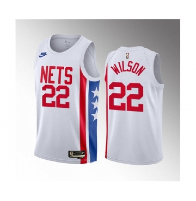 Men's Brooklyn Nets #22 Jalen Wilson White 2023 Draft Classic Edition Stitched Basketball Jersey