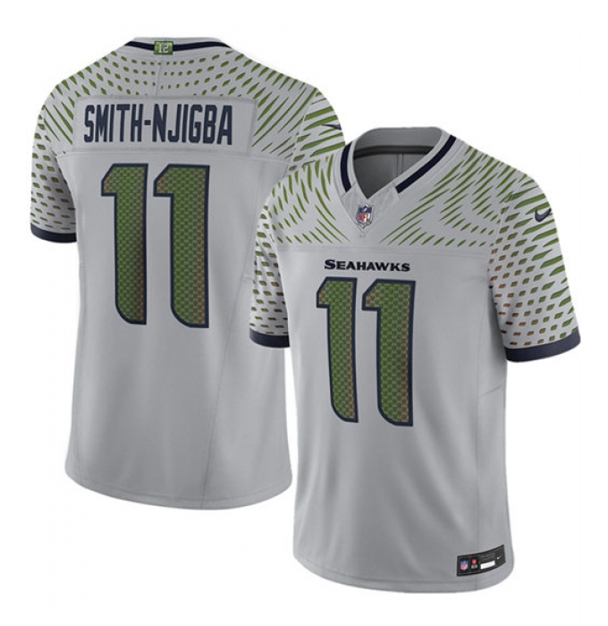 Men's Seattle Seahawks #11 Jaxon Smith-Njigba Gray 2025 F.U.S.E. “Rivalries” Vapor Untouchable Limited Football Stitched Jersey