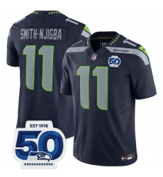 Men's Seattle Seahawks #11 Jaxon Smith-Njigba Navy 2025 F.U.S.E. 50th Anniversary Vapor Limited Football Stitched Jersey Men's Seattle Seahawks #11 Jaxon Smith-Njigba Navy 2025 F.U.S.E. 50th Anniversary Vapor Limited Football Stitched Jersey