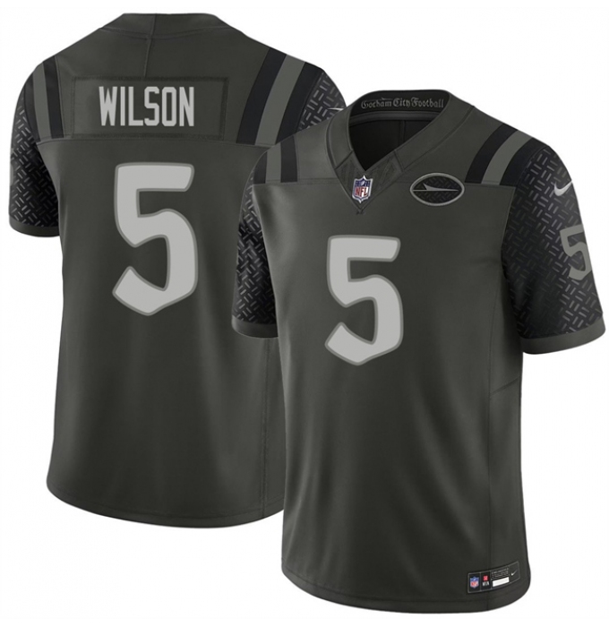 Men's New York Jets #5 Garrett Wilson Black 2025 F.U.S.E. “Rivalries” Vapor Limited Football Stitched Jersey