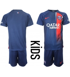 Kids Paris St Germain Blank Navy 2023-24 Home Soccer Jersey