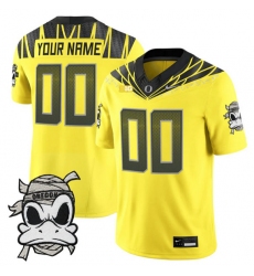Men's Oregon Ducks Active Player Custom Yellow 2025 F.U.S.E. Mummy Duck Vapor Limited V1 Stitched Football Jersey