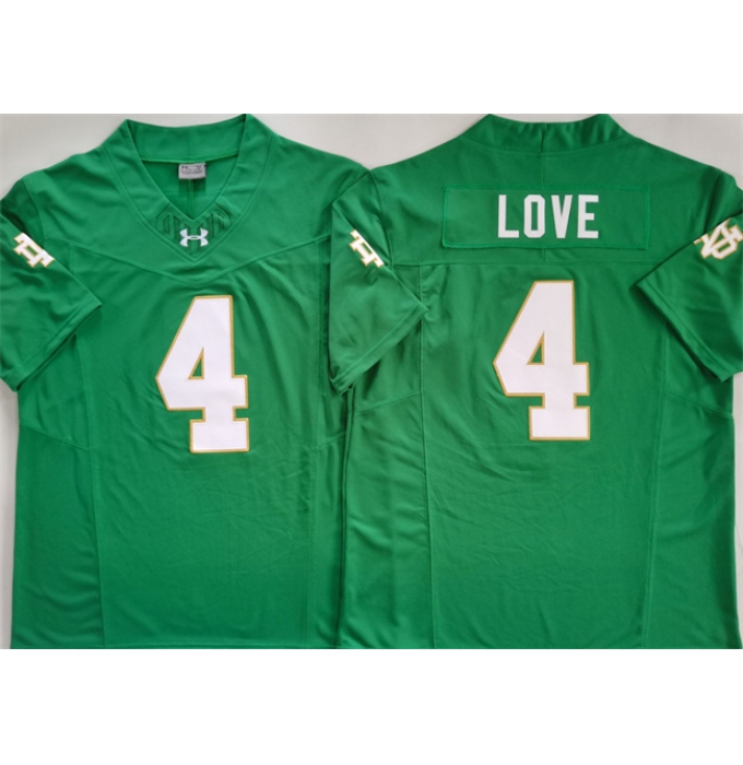 Men's Notre Dame Fighting Irish #4 Jeremiyah Love Green 2024 F.U.S.E. Limited Stitched Jersey