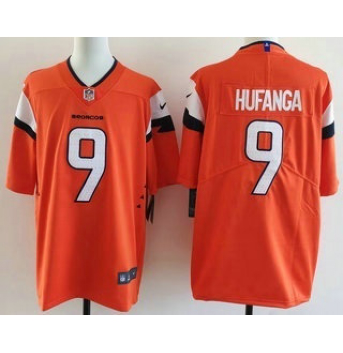 Men's Denver Broncos #9 Talanoa Hufanga Limited Orange Vapor Jersey