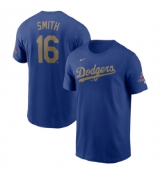 Men's Los Angeles Dodgers #16 Will Smith Royal 2025 Gold Collection Name & Number T-Shirt