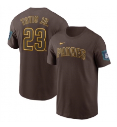 Men's San Diego Padres Fernando #23 Tatis Jr. Brown 2024 World Tour Seoul Series Name & Number T-Shirt