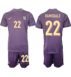 Men's England #22 Aaron Ramsdale 2024-25 Purple Away Soccer Jersey Suit
