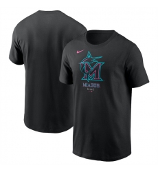 Men's Miami Marlins Black 2025 City Connect Large Logo T-Shirt