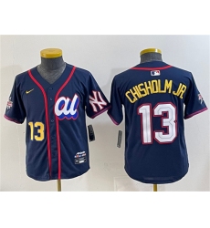 Youth American League #13 Jazz Chisholm Jr. Navy 2025 All-Star Edition Limited Stitched Baseball Jersey
