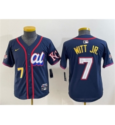 Youth American League #7 Bobby Witt Jr. Navy 2025 All-Star Edition Limited Stitched Baseball Jersey
