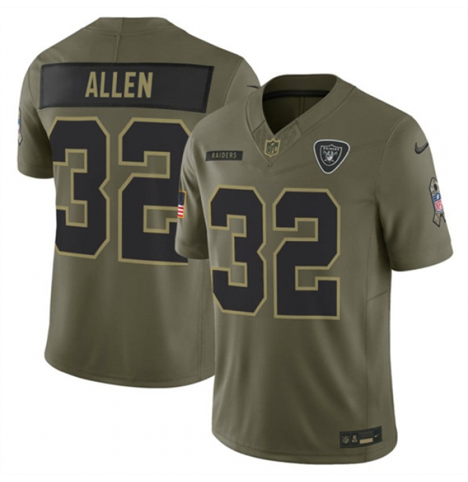 Men's Las Vegas Raiders #32 Marcus Allen Olive 2025 Salute to Service Limited Football Stitched Jersey