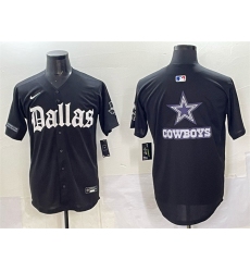 Men's Dallas Cowboys Team Big Logo Black 'Gothic Lone Star Edition' Limited Stitched Baseball Jersey