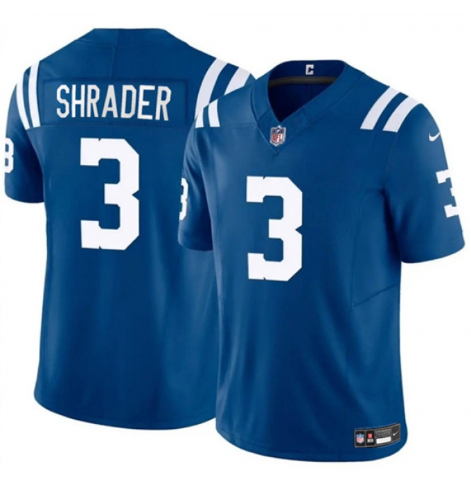 Men's Indianapolis Colts #3 Spencer Shrader Blue 2025 F.U.S.E. Vapor Limited Football Stitched Jersey
