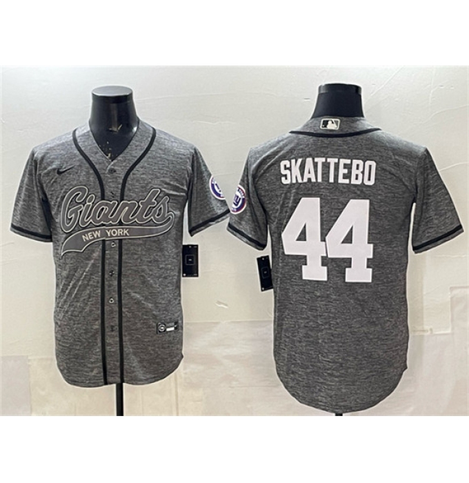 Men's New York Giants #44 Cam Skattebo Gray With Cool Base Stitched Baseball Jersey