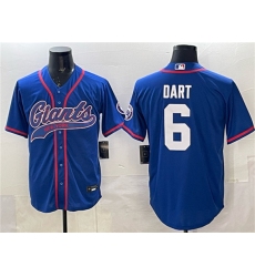 Men's New York Giants #6 Jaxson Dart Royal With Cool Base Stitched Baseball Jersey