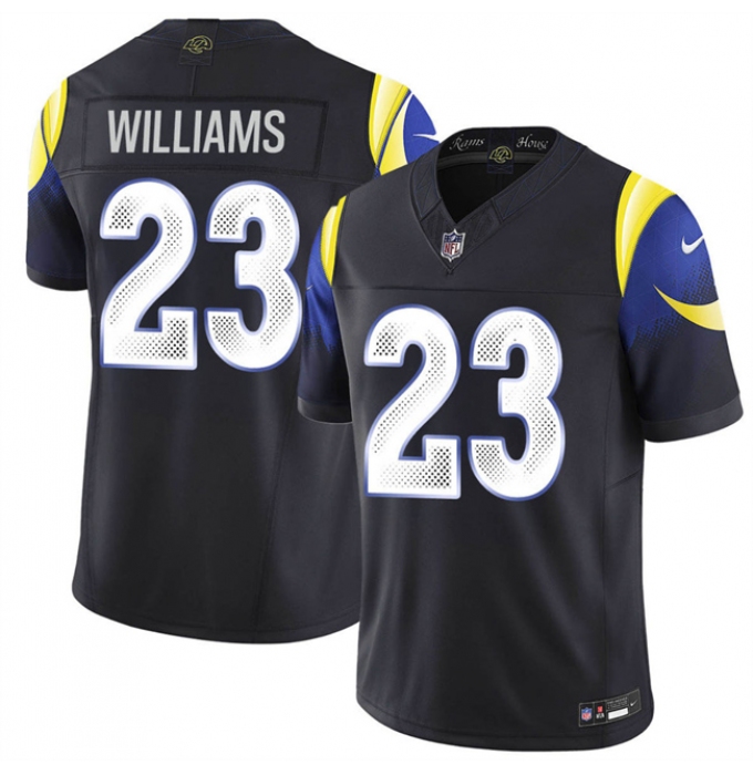 Men's Los Angeles Rams #23 Kyren Williams Black 2025 F.U.S.E. “Rivalries” Vapor Limited Football Stitched Jersey