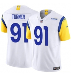Men's Los Angeles Rams #91 Kobie Turner White 2025 F.U.S.E. Vapor Untouchable Football Stitched Jersey