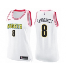 Women's Nike Denver Nuggets #8 Jarred Vanderbilt Swingman White Pink Fashion NBA Jersey