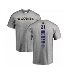 Football Baltimore Ravens #21 Mark Ingram II Ash Backer T-Shirt