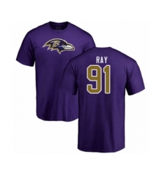 Football Baltimore Ravens #91 Shane Ray Purple Name & Number Logo T-Shirt