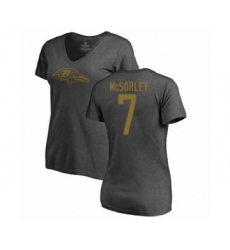 Football Women's Baltimore Ravens #7 Trace McSorley Ash One Color T-Shirt