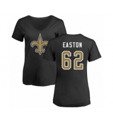 Football Women's New Orleans Saints #62 Nick Easton Black Name & Number Logo Slim Fit T-Shirt