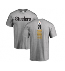 Football Pittsburgh Steelers #91 Stephon Tuitt Ash Backer T-Shirt