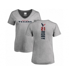 Football Women's Houston Texans #21 Bradley Roby Ash Backer T-Shirt