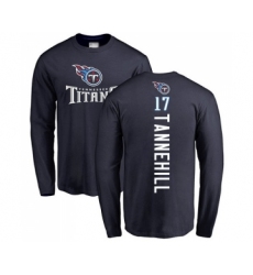 Football Tennessee Titans #17 Ryan Tannehill Navy Blue Backer Long Sleeve T-Shirt