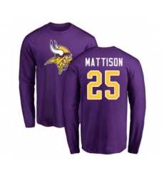 Football Minnesota Vikings #25 Alexander Mattison Purple Name & Number Logo Long Sleeve T-Shirt