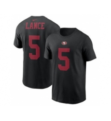 Men's San Francisco 49ers #5 Trey Lance 2021 Black Football Draft First Round Pick Player Name & Number T-Shirt