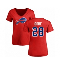 Football Women's Buffalo Bills #28 Frank Gore Red Name & Number Logo T-Shirt