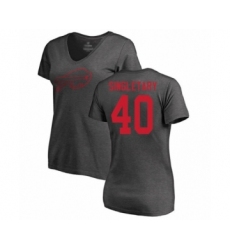 Football Women's Buffalo Bills #40 Devin Singletary Ash One Color T-Shirt