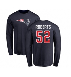 Football New England Patriots #52 Elandon Roberts Navy Blue Name & Number Logo Long Sleeve T-Shirt